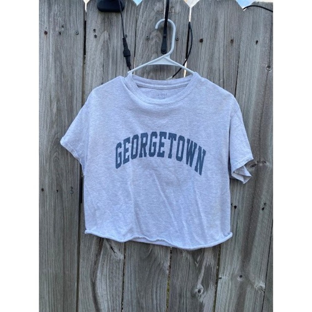 J Galt Brandy Melville Georgetown Graphic Crop T-Shirt Grey One Size